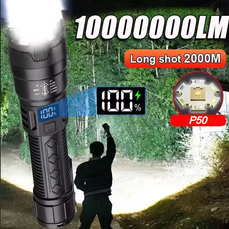Outdoor Camping Glamping - 고출력 LED 손전등 2000LM 전술 토치