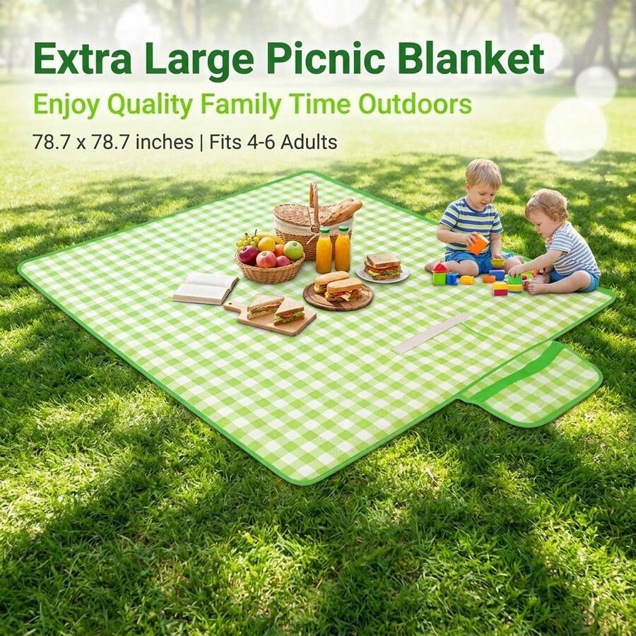 Outdoor Camping Mats Large - 방수 접이식 체크무늬 피크닉 매트, 캠핑,