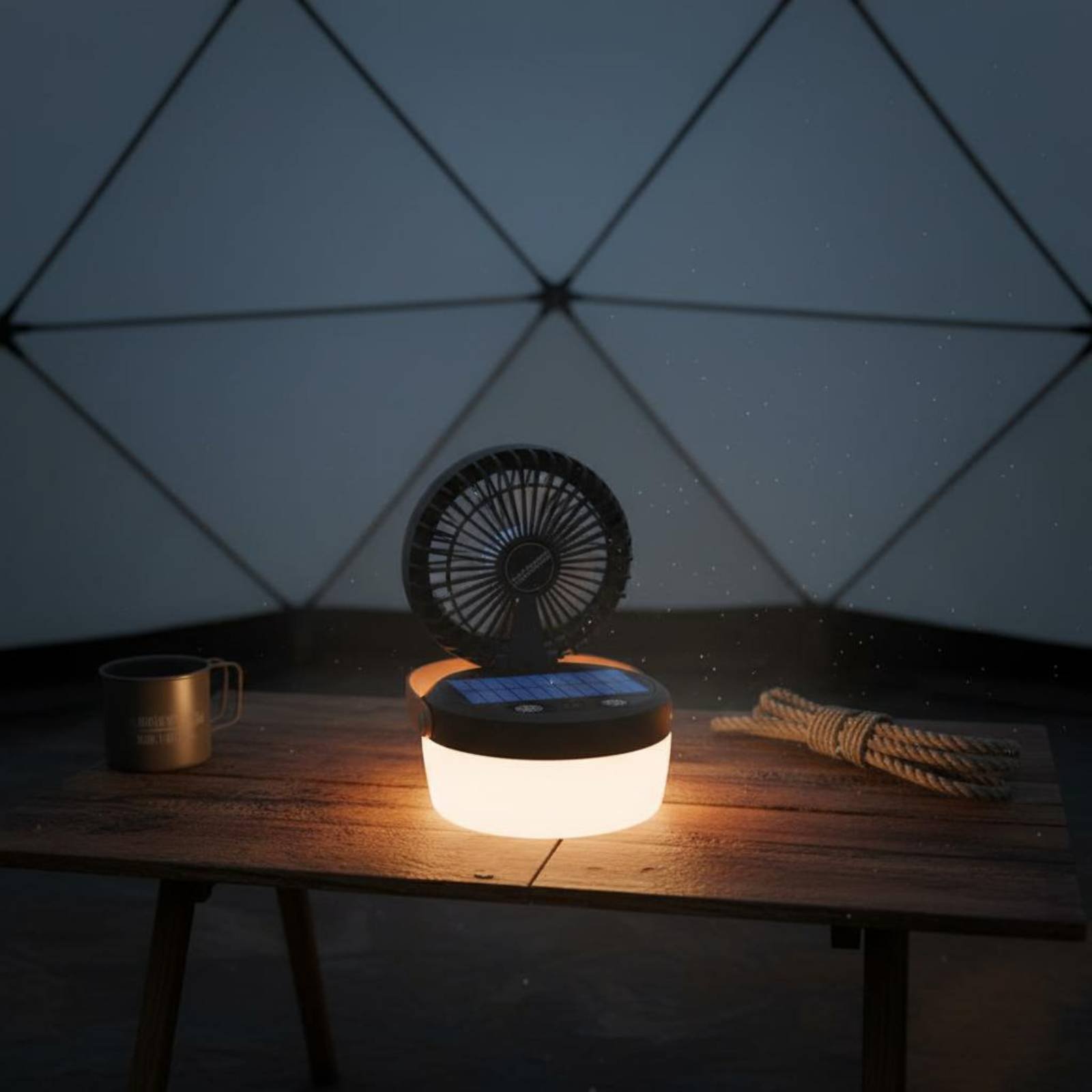 Outdoor Camping Fan - 태양광 캠핑 팬 랜턴 접이식 디자인