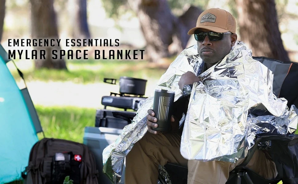 Emergency Mylar Blanket - 4개입 비상용 마일라 열 담요, NASA