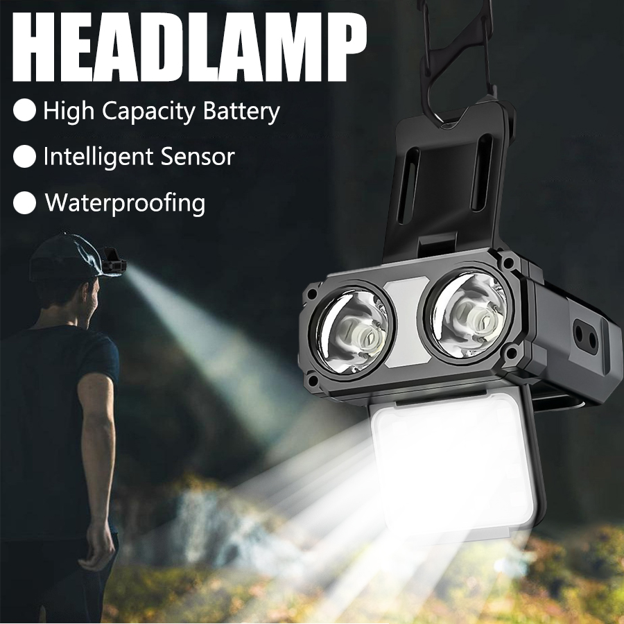 Outdoor Camping Glamping - 센서 COB LED 헤드램프 캡 클립