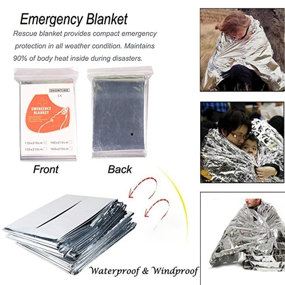 Emergency Mylar Blanket - 1/4개입 비상용 마일라 열 담요, NASA