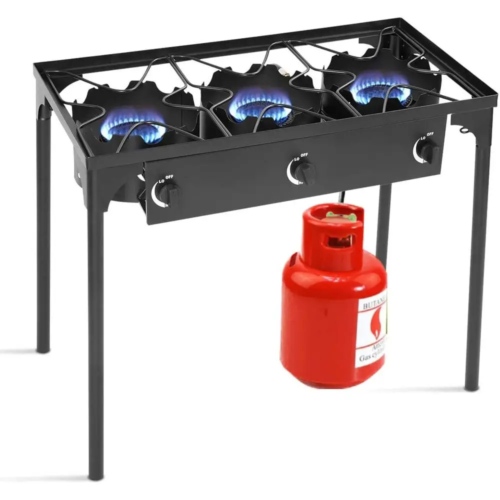 Outdoor Camping Burner - 휴대용 3구 프로판 가스레인지 (분리형 다리