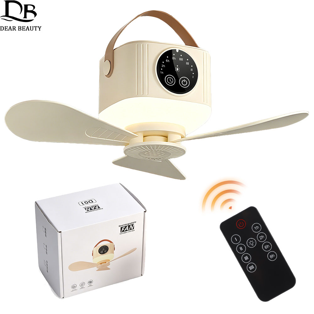 Outdoor Camping Fan - 무선 천장 선풍기(조명 포함) 리모컨 충전식