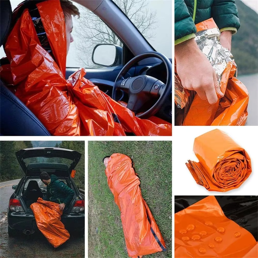 멀티팩 비상용 침낭, 오렌지색, 조임끈 가방, 야외 캠 - Outdoor Camping Activities For Adults 리뷰 및 가격