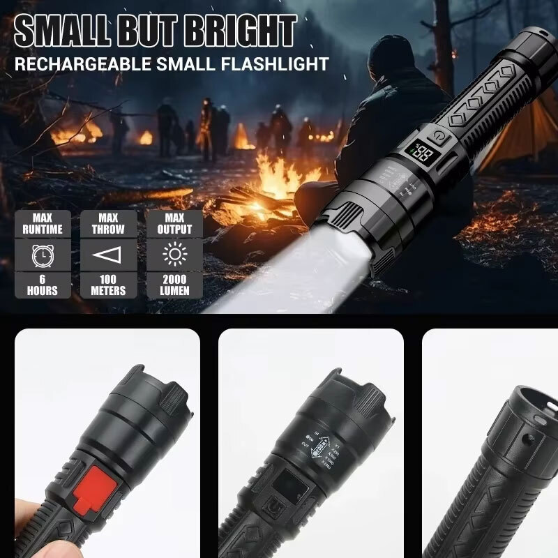 고출력 LED 손전등 2000LM 전술 토치 디스플레이 - Outdoor Camping Glamping 리뷰 및 가격