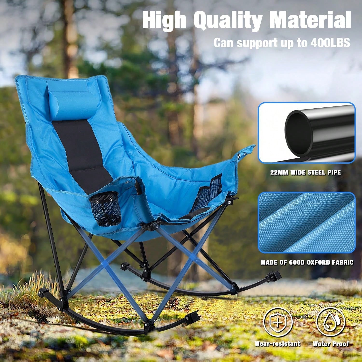 성인용 야외 접이식 흔들 캠핑 의자 – 내장형 컵홀더, - Outdoor Camping Rocking Chair 리뷰 및 가격