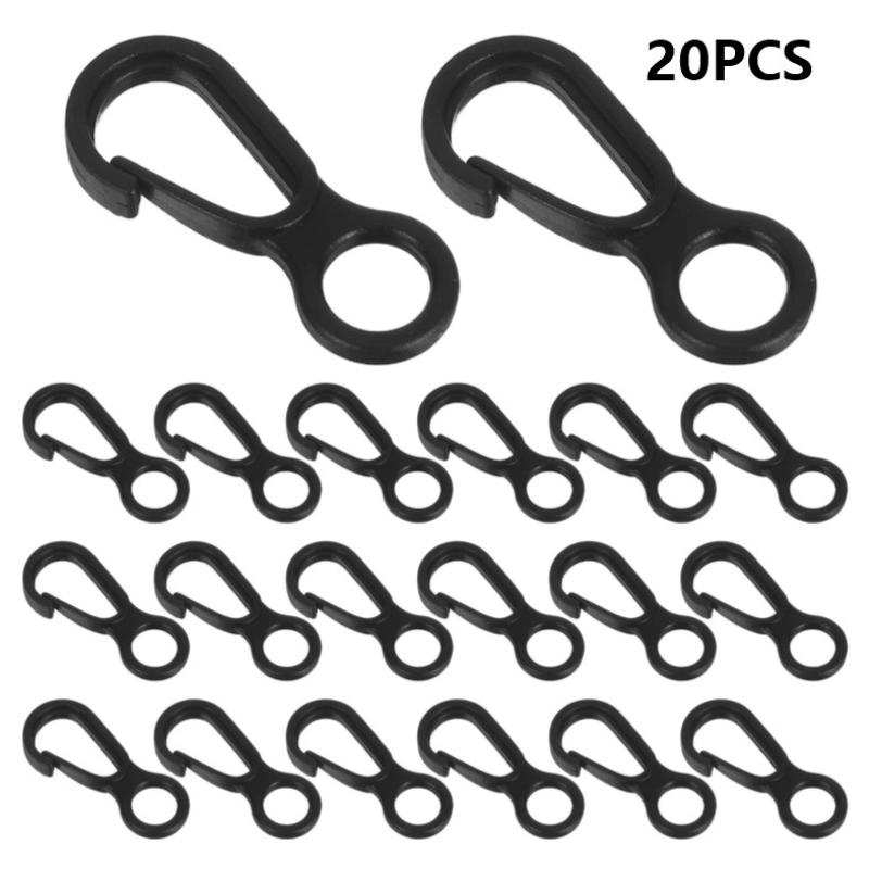 20Pcs 내구성이 뛰어난 검정색 플라스틱 스냅 후크  - Outdoor Activities In Camping 리뷰 및 가격