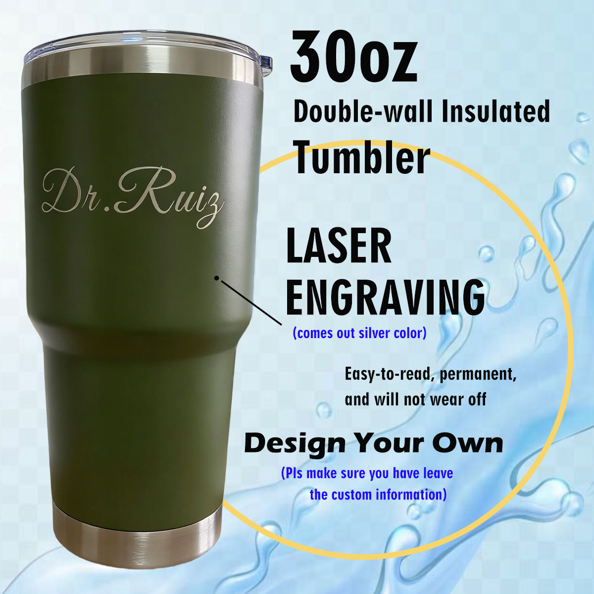 맞춤형 개인화 30온스 진공 단열 스테인리스 스틸 대용 - Vacuum Insulated Flask 리뷰 및 가격