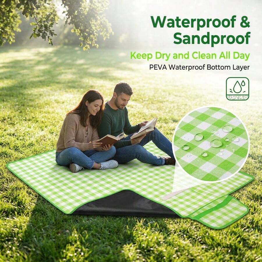 방수 접이식 체크무늬 피크닉 매트, 캠핑, 해변, 여행 - Outdoor Camping Mats Large 리뷰 및 가격
