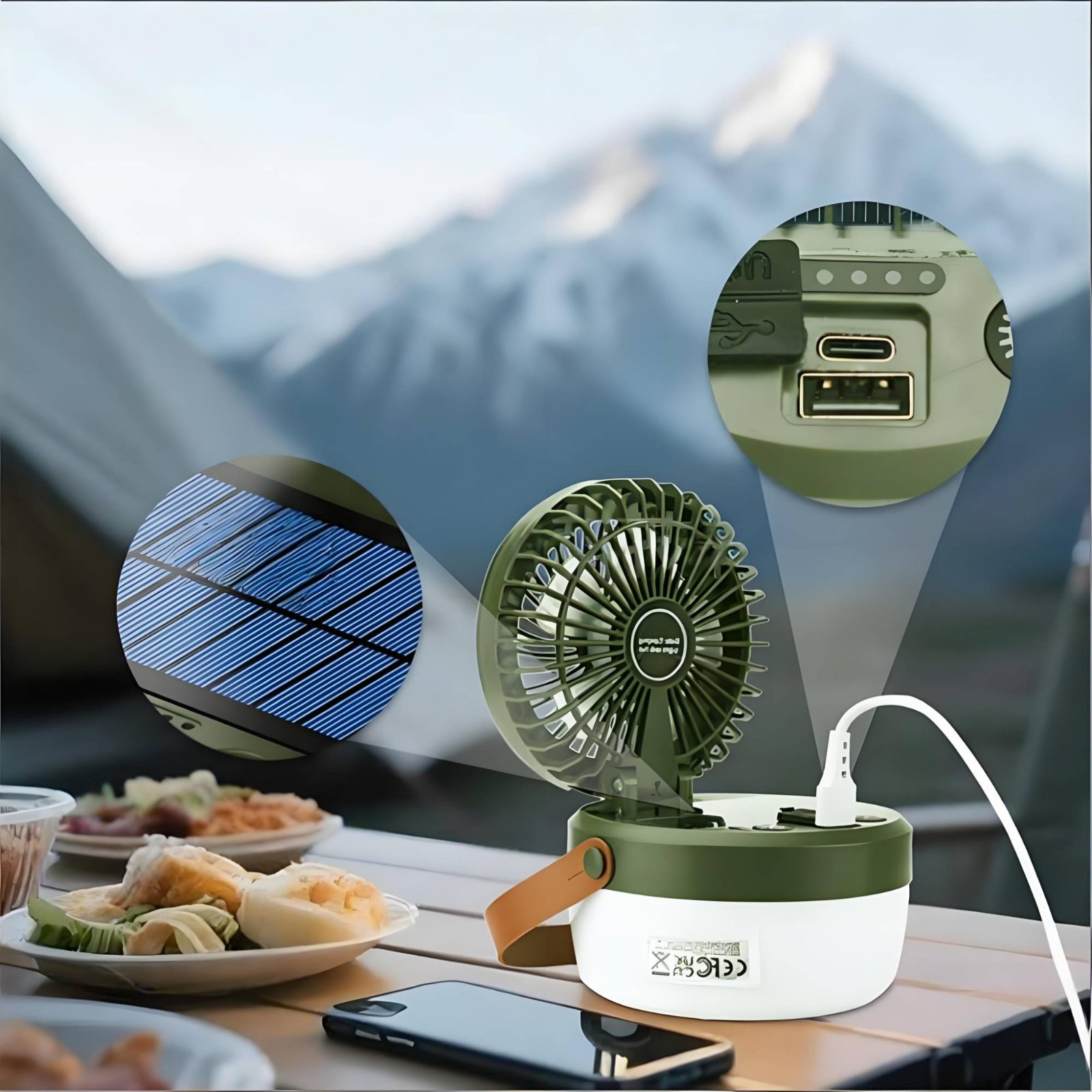 태양광 캠핑 팬 랜턴 접이식 디자인 3중 기능 캠프 랜 - Outdoor Camping Fan 리뷰 및 가격