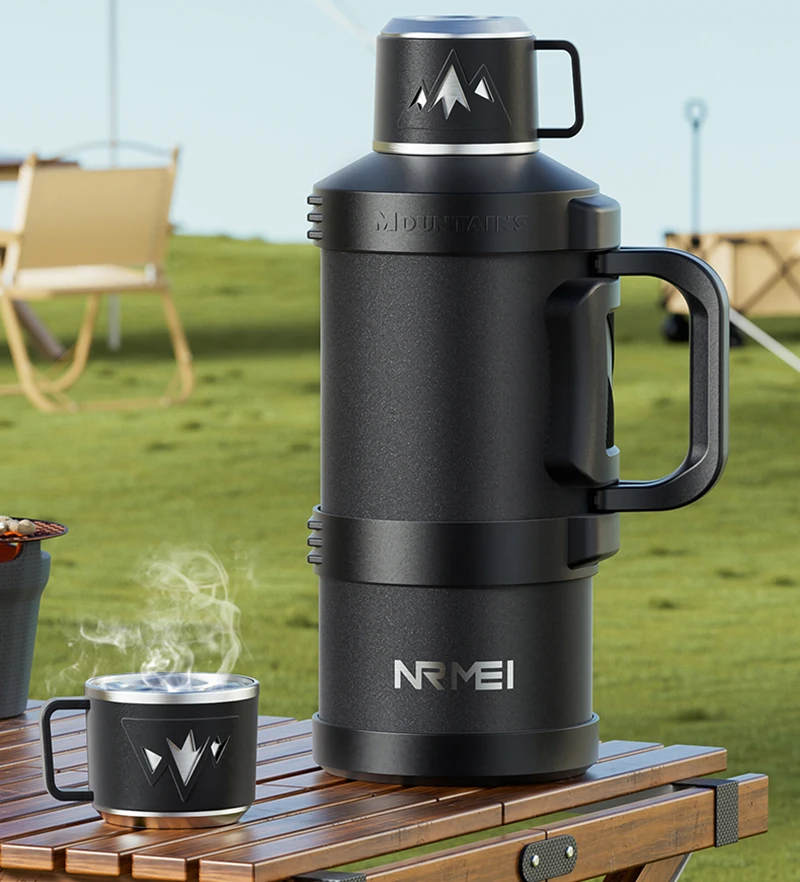 스테인리스 스틸 대용량 보온병, 접이식 손잡이, 야외  - Vacuum Insulated Flask 리뷰 및 가격