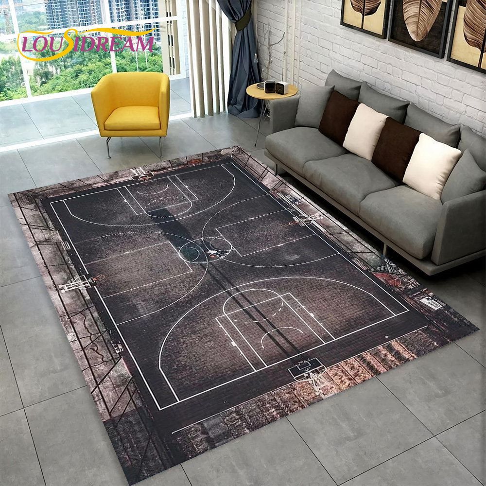 3D 농구 코트 만화 영역 러그, 대형 카펫 러그, 거 - Outdoor Camping Mats Large 리뷰 및 가격