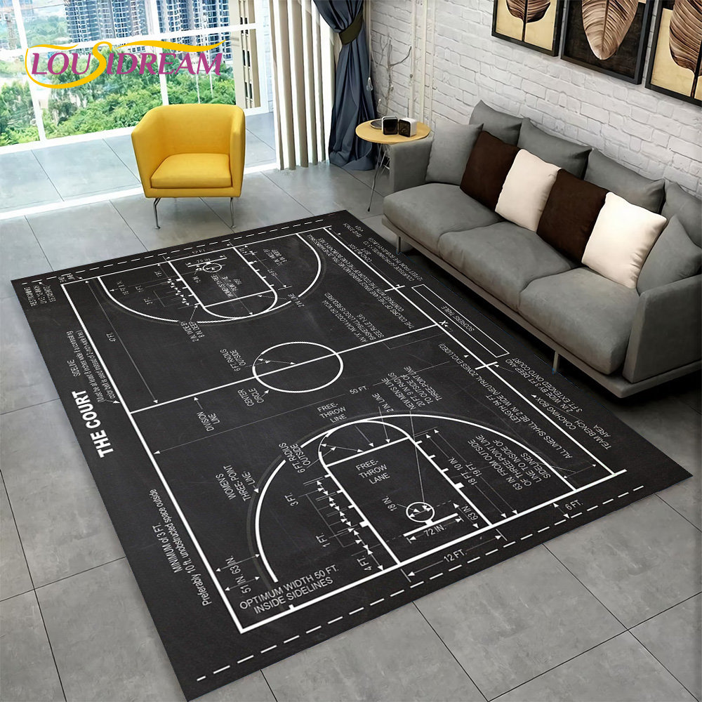 3D 농구 코트 만화 영역 러그, 대형 카펫 러그, 거 - Outdoor Camping Mats Large 리뷰 및 가격