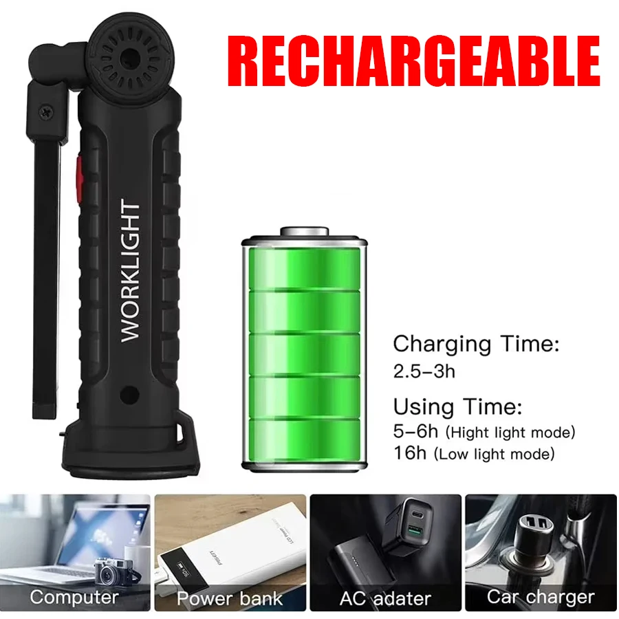 새로운 휴대용 COB LED 손전등 USB C 충전식  - Outdoor Camping Glamping 리뷰 및 가격