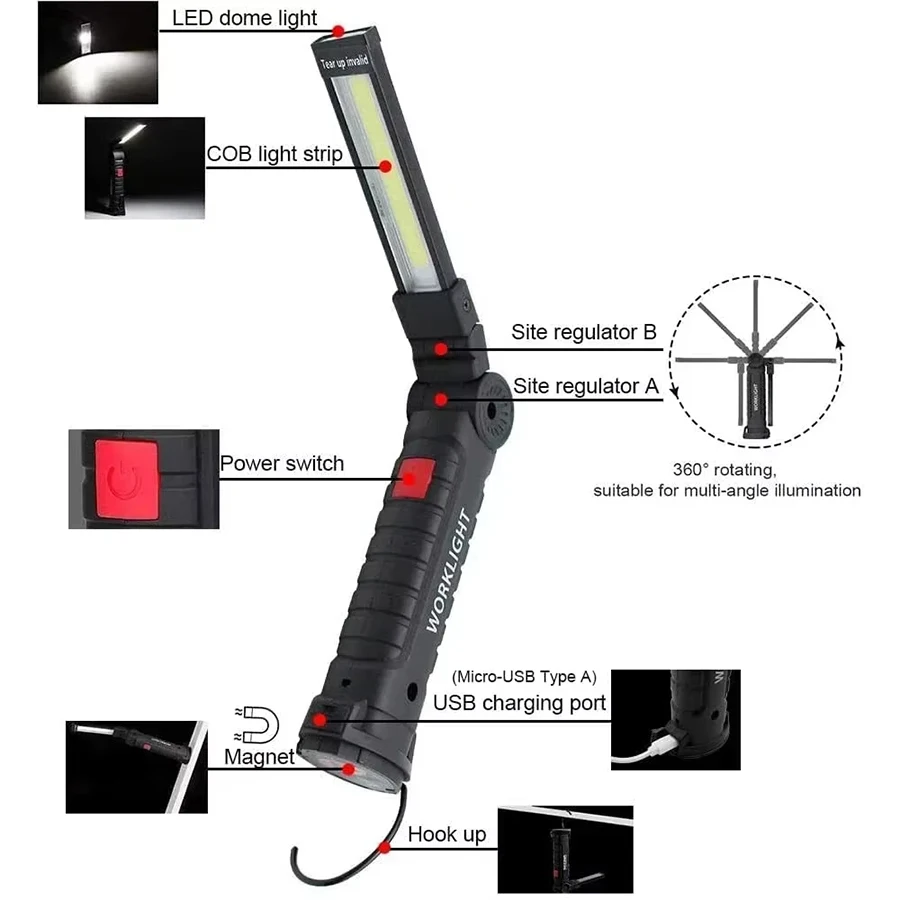 새로운 휴대용 COB LED 손전등 USB C 충전식  - Outdoor Camping Glamping 리뷰 및 가격
