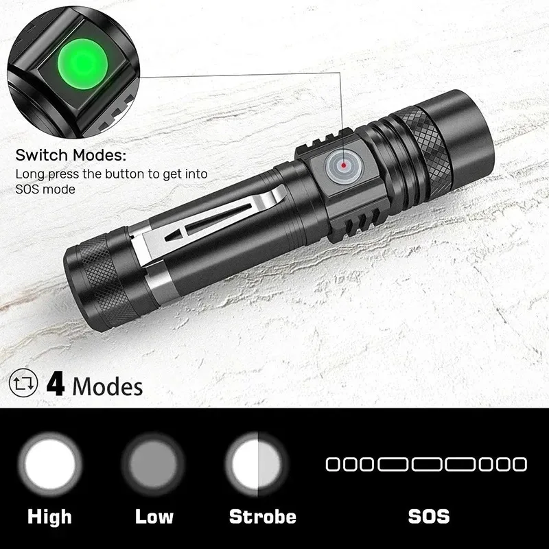T6 LED 충전식 손전등, 18650 줌이 가능한 토 - Outdoor Camping Glamping 리뷰 및 가격