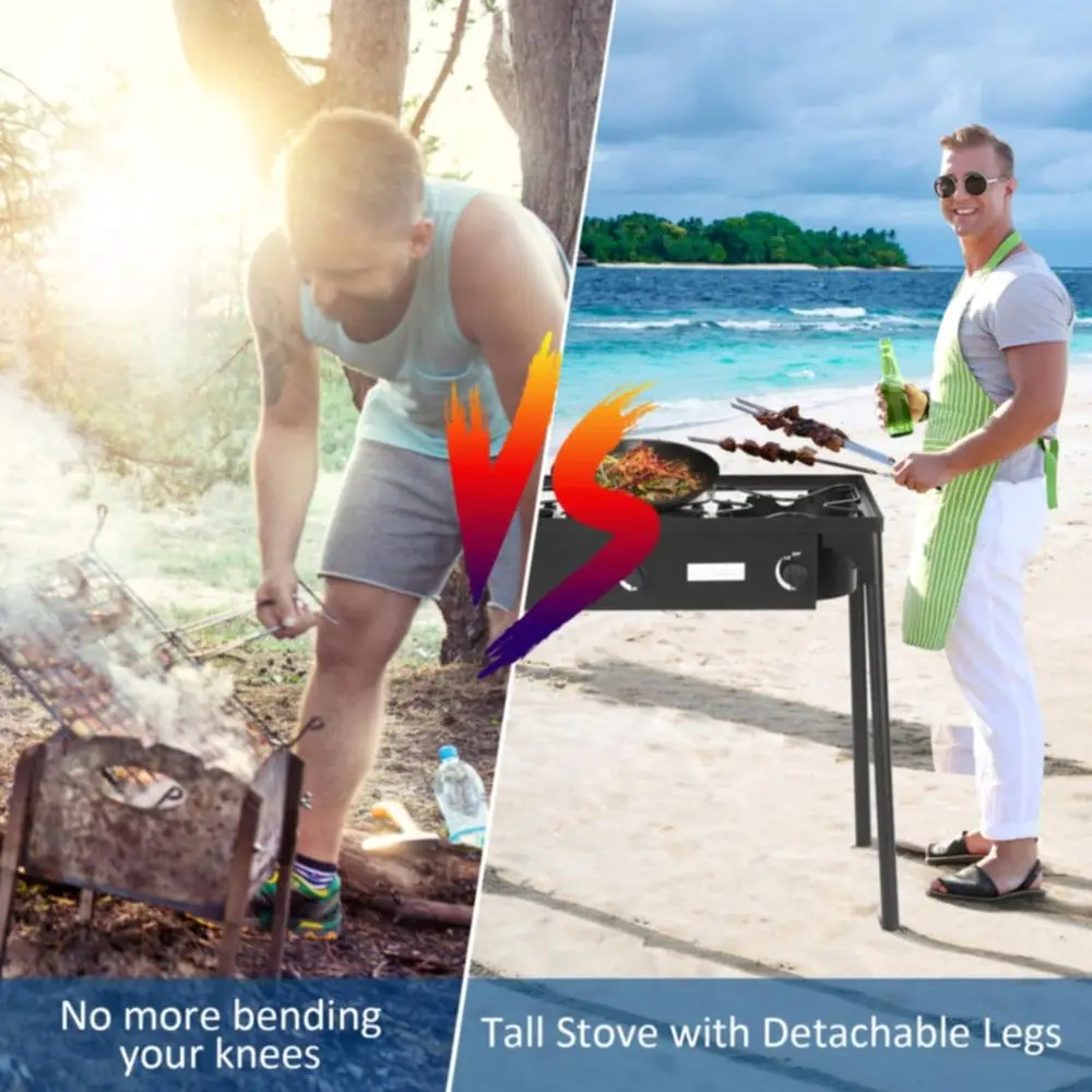 휴대용 3구 프로판 가스레인지 (분리형 다리 포함) 야 - Outdoor Camping Burner 리뷰 및 가격