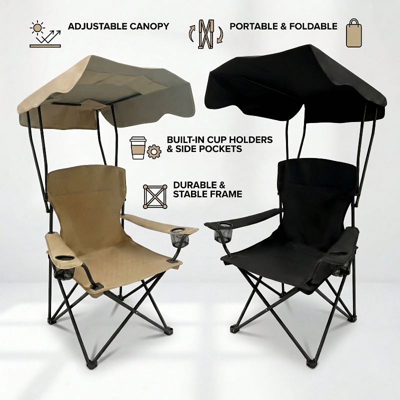 차양막이 있는 야외 캠핑 의자, 접이식 및 휴대 가능, - Outdoor Activities In Camping 리뷰 및 가격
