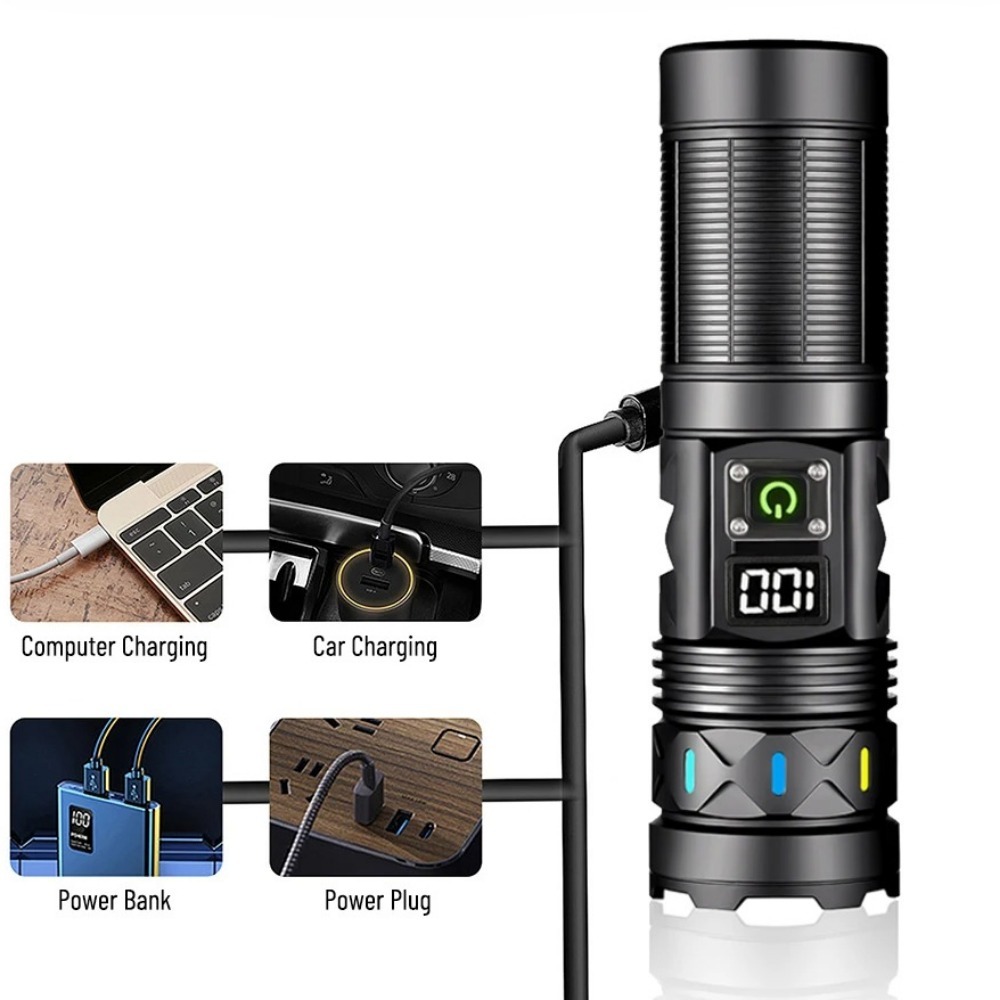 고출력 LED 손전등 텔레스코픽 줌 USB 충전식 장거 - Outdoor Camping Lantern 리뷰 및 가격